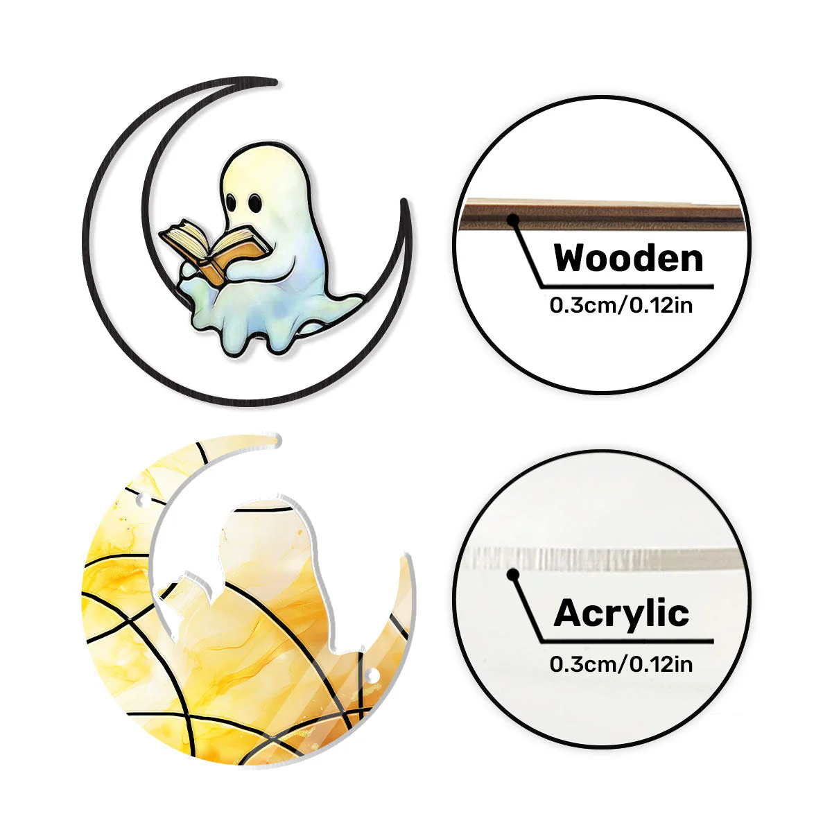Reading Ghost - Personalized Window Hanging Suncatcher - Image 5