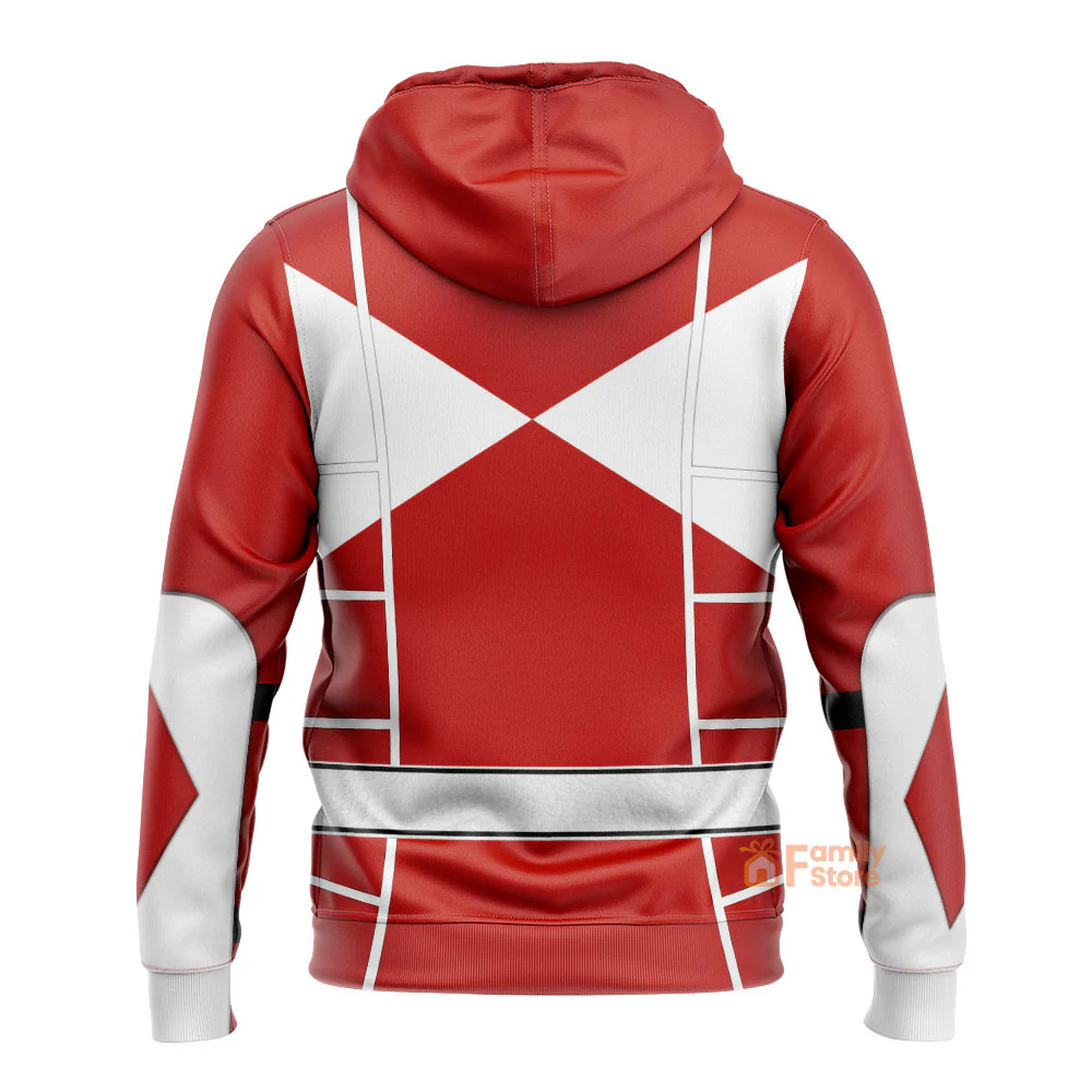 Red Mighty Morphin Power Ranger Cosplay C2 - Hoodie Set, Sweatshirt, Sweatpants | PRHS91 - Image 3