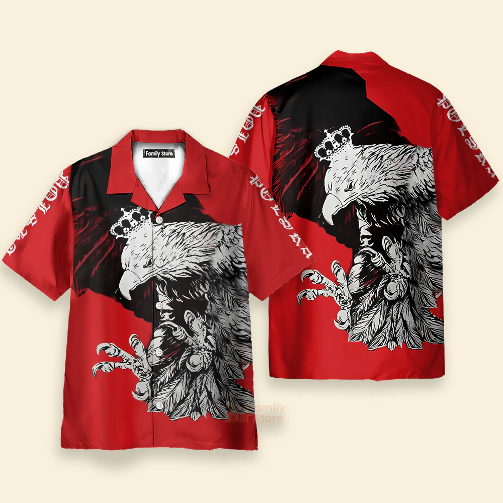 Red Polish Eagle Aloha Hawaiian Shirts For Men & Women - Image 2