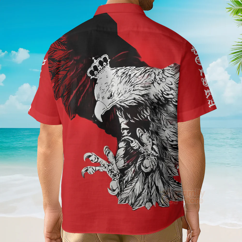 Red Polish Eagle Aloha Hawaiian Shirts For Men & Women - Image 4