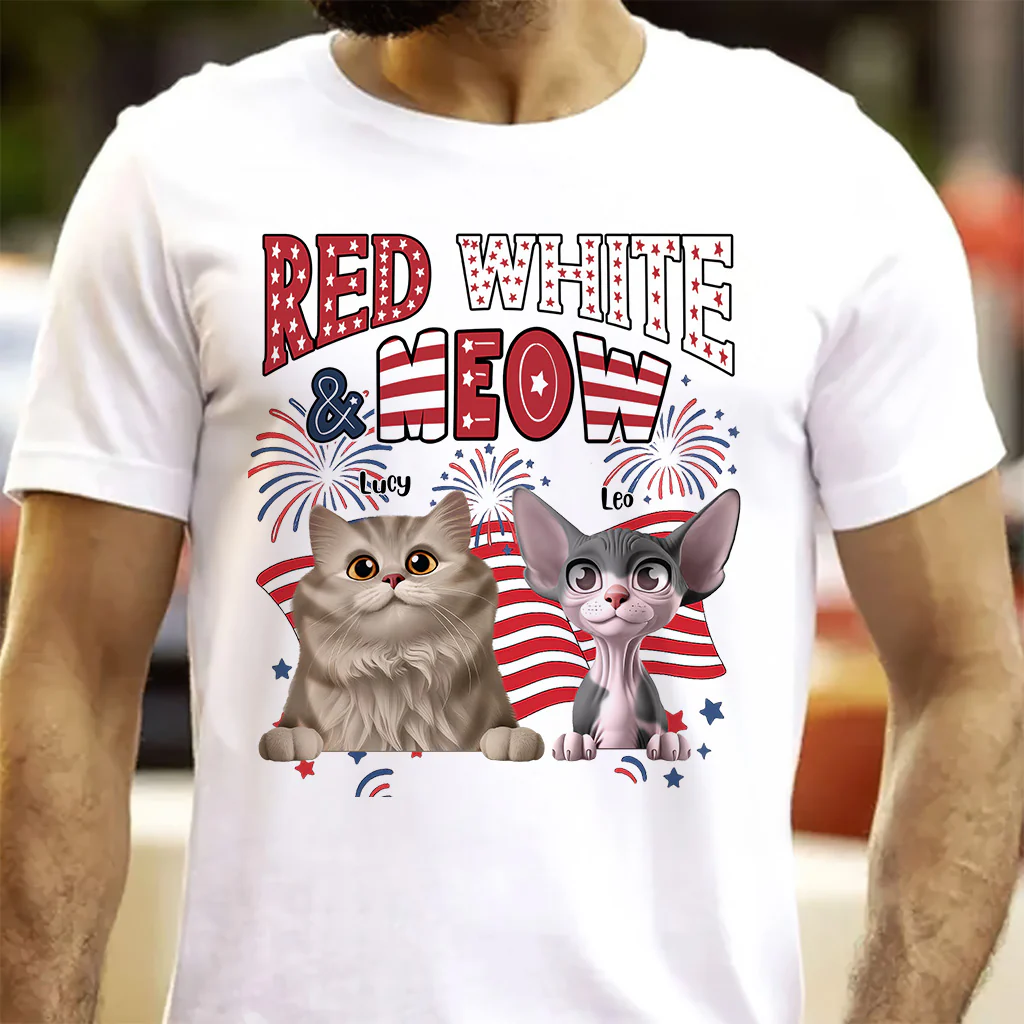 Red White Meow - Personalized T-shirt - Patriotic Gift For Cat, Pet Lovers | CLP16 HN02 - Image 3
