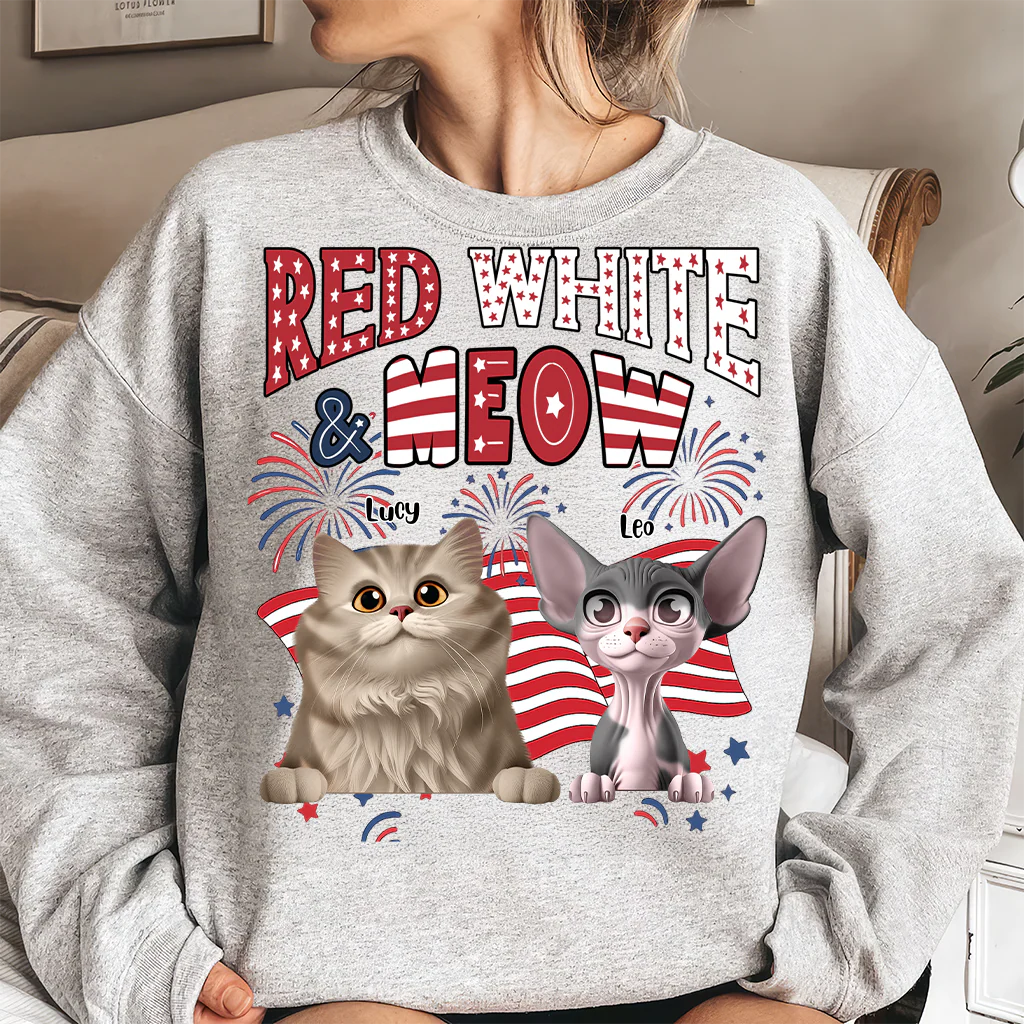 Red White Meow - Personalized T-shirt - Patriotic Gift For Cat, Pet Lovers | CLP16 HN02 - Image 5