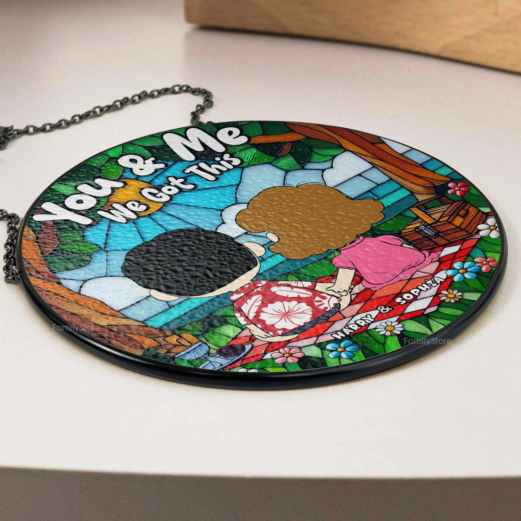 Relax In The Park - Personalized Stained Glass Window Hanging Suncatcher - Gift For Couples | GR16 NA94 - Image 3