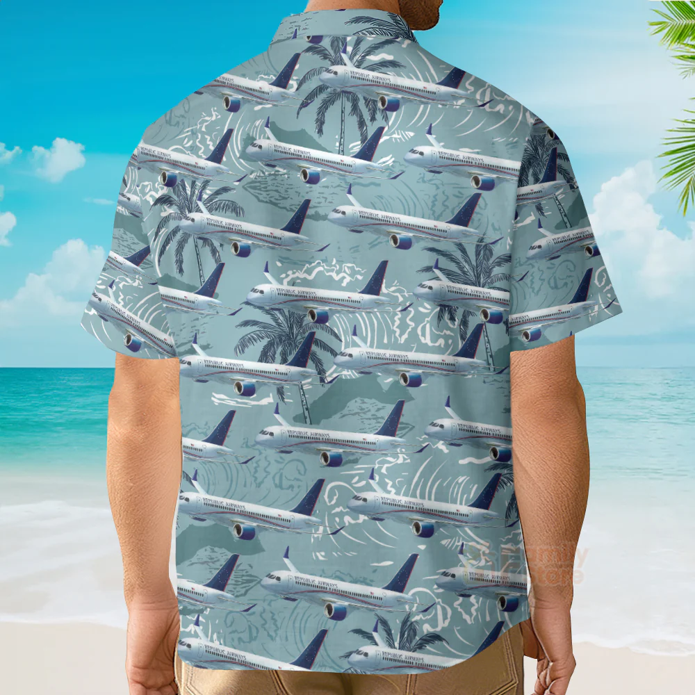 Republic Airways Embraer 175 Hawaiian Shirt - Image 4