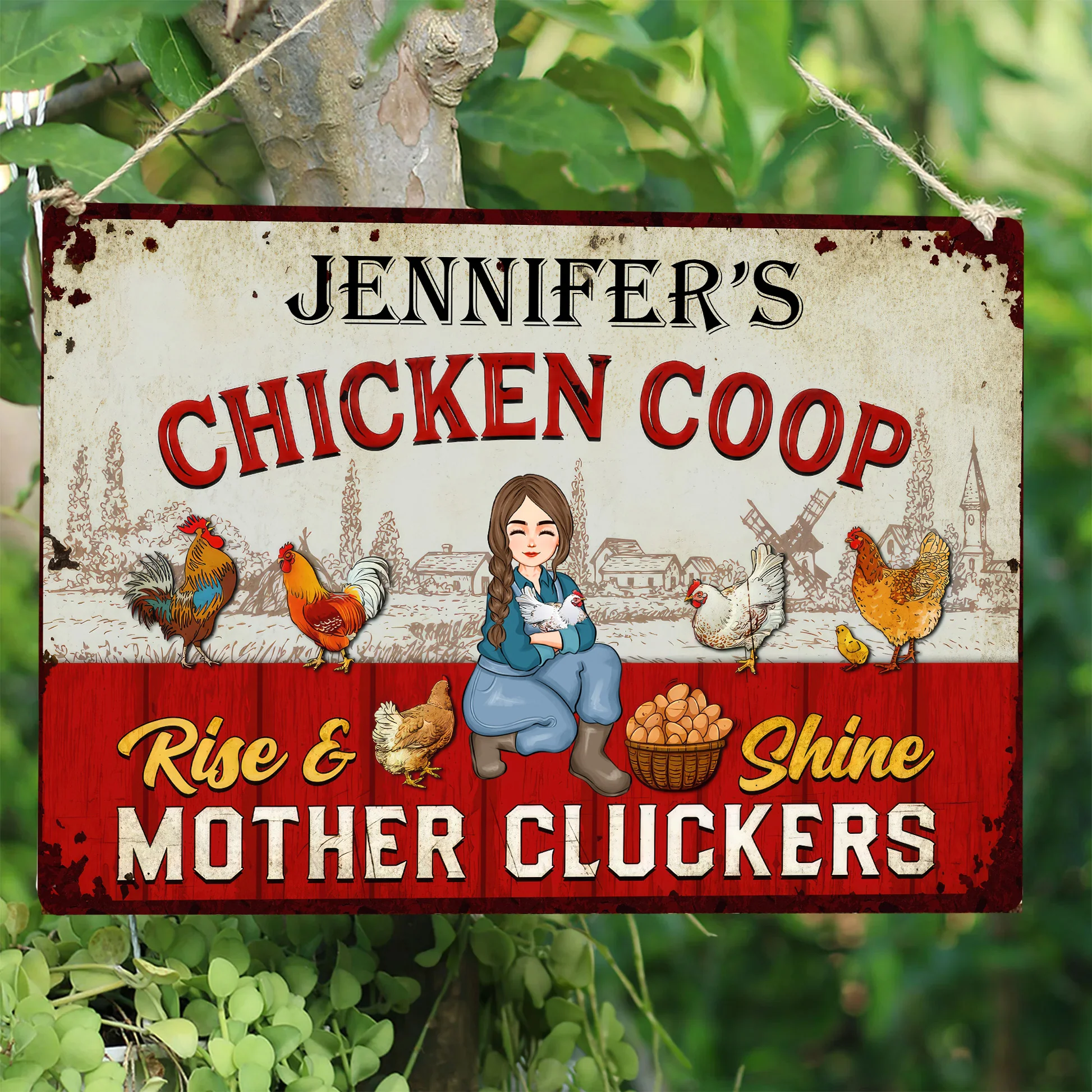 Rise And Shine Mother Cluckers - Personalized Metal Sign - Gift For Mom, Grandma, Mothers Day, Farmers | GR17 NA94 - Image 4