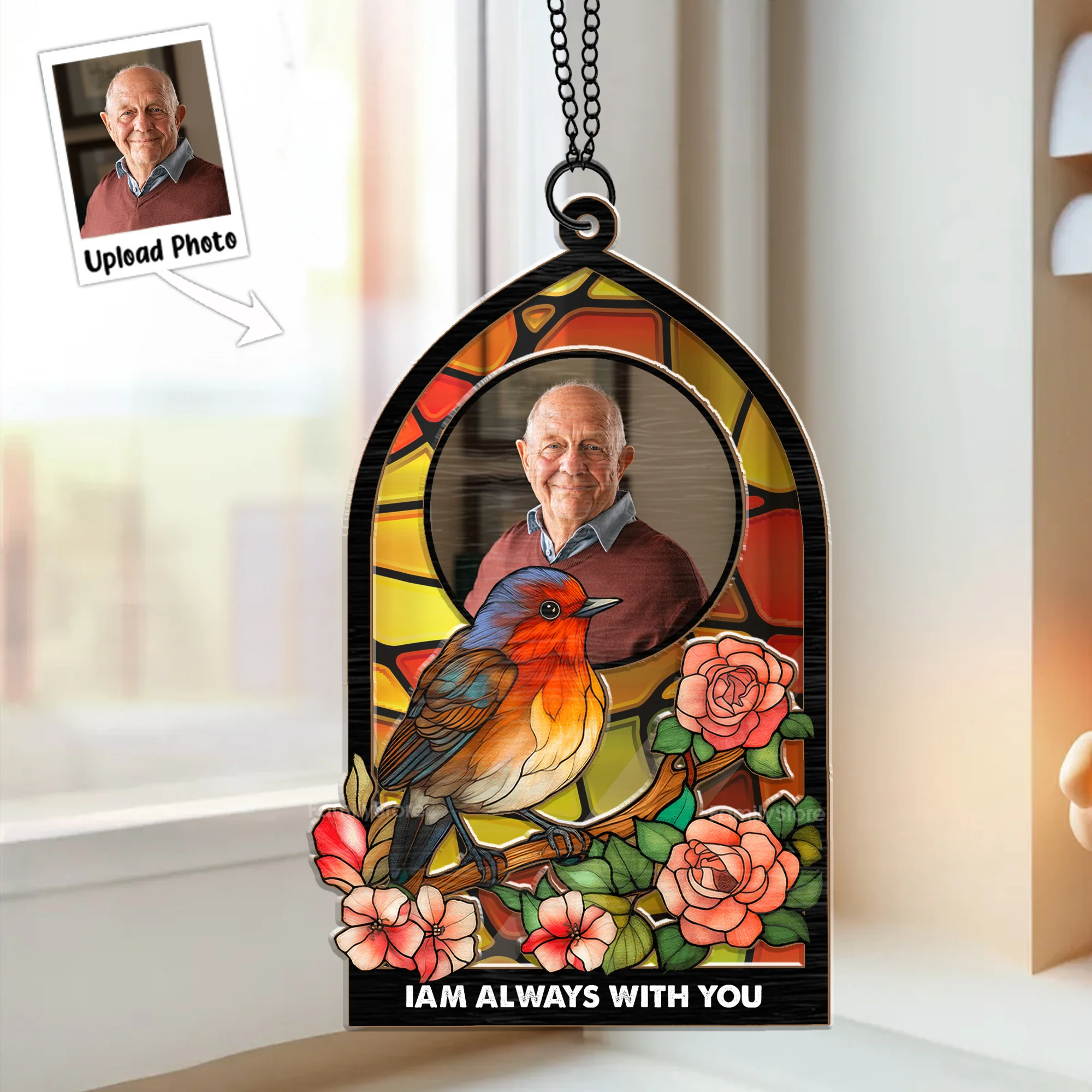 Robin I'm Always With You - Memorial Gift - Personalized Window Hanging Window Hanging Suncatcher Ornament NA94
