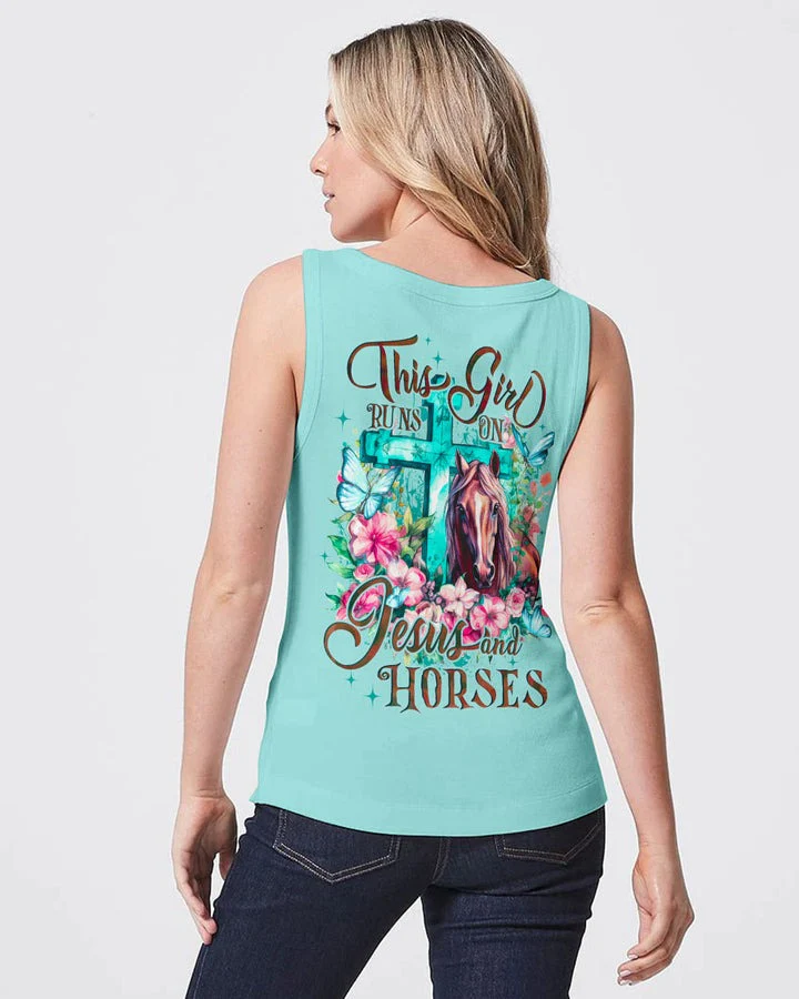 Runs On Jesus And Horses - Women's All Over Print Shirt - AT4080507 - Image 17