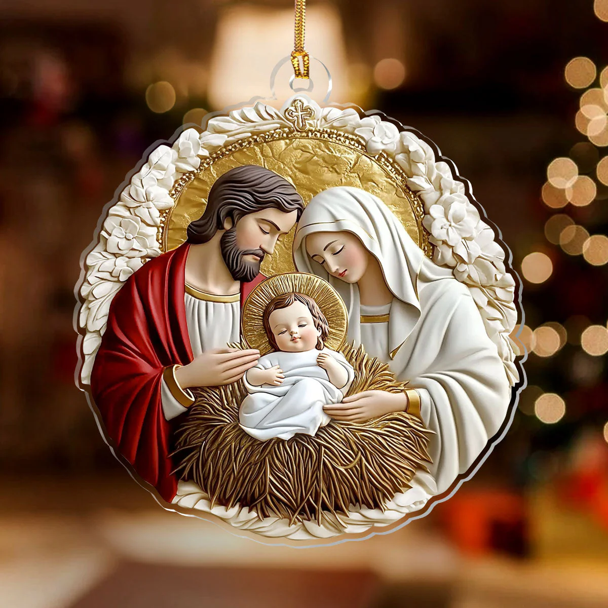 Sacred Nativity Holy Family - 1-Layer Acrylic Ornament - Gift for Christmas, For Family HL128 - Image 2