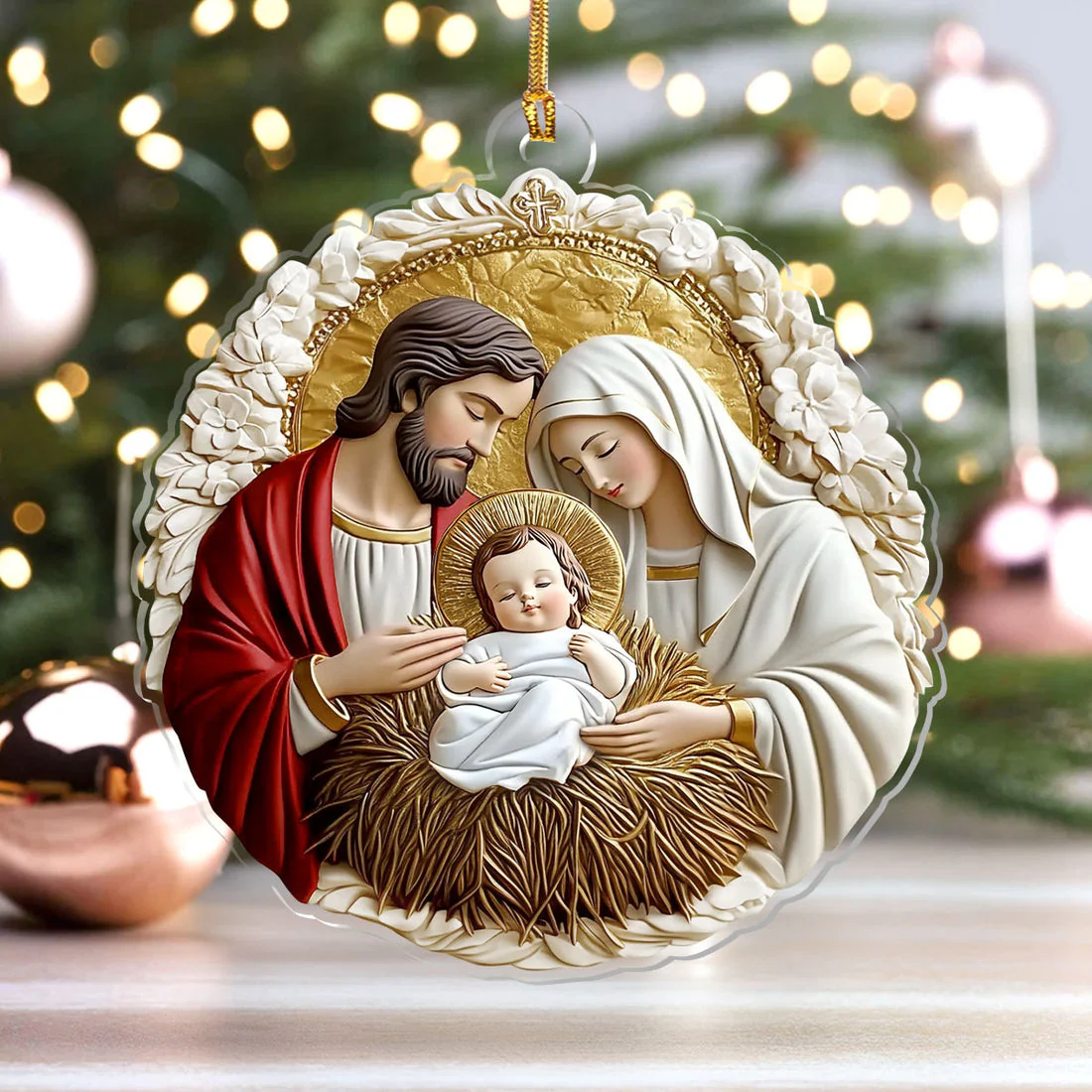 Sacred Nativity Holy Family - 1-Layer Acrylic Ornament - Gift for Christmas, For Family HL128 - Image 4