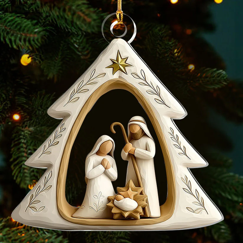 Sacred Night Nativity - 1-Layer Acrylic Ornament - Gift For Family, For Christmas HL128