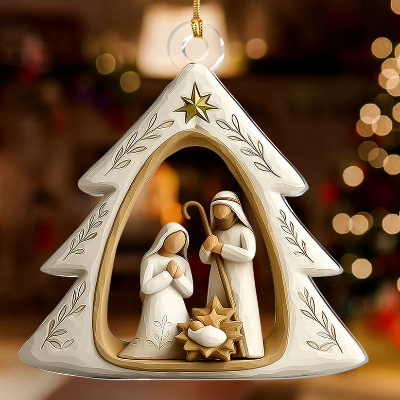 Sacred Night Nativity - 1-Layer Acrylic Ornament - Gift For Family, For Christmas HL128 - Image 2