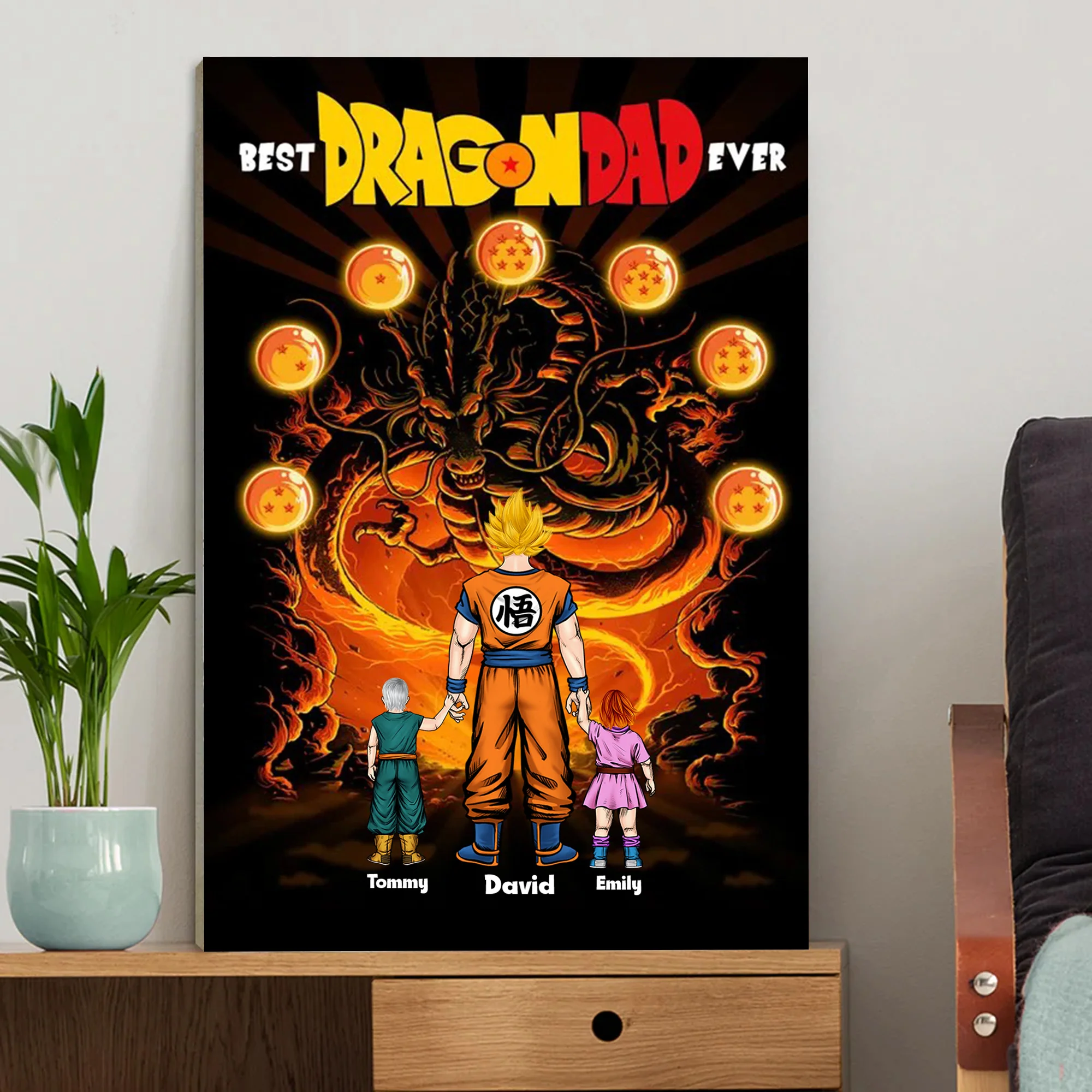 Saiyan Dad And The Dragon Ball Power - Gift For Father's Day - Personalized Canvas Poster - Image 3