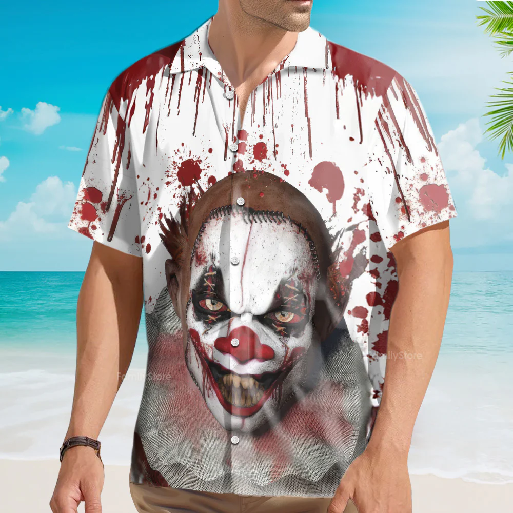 Scary Halloween Clown Faces Hawaiian Shirt