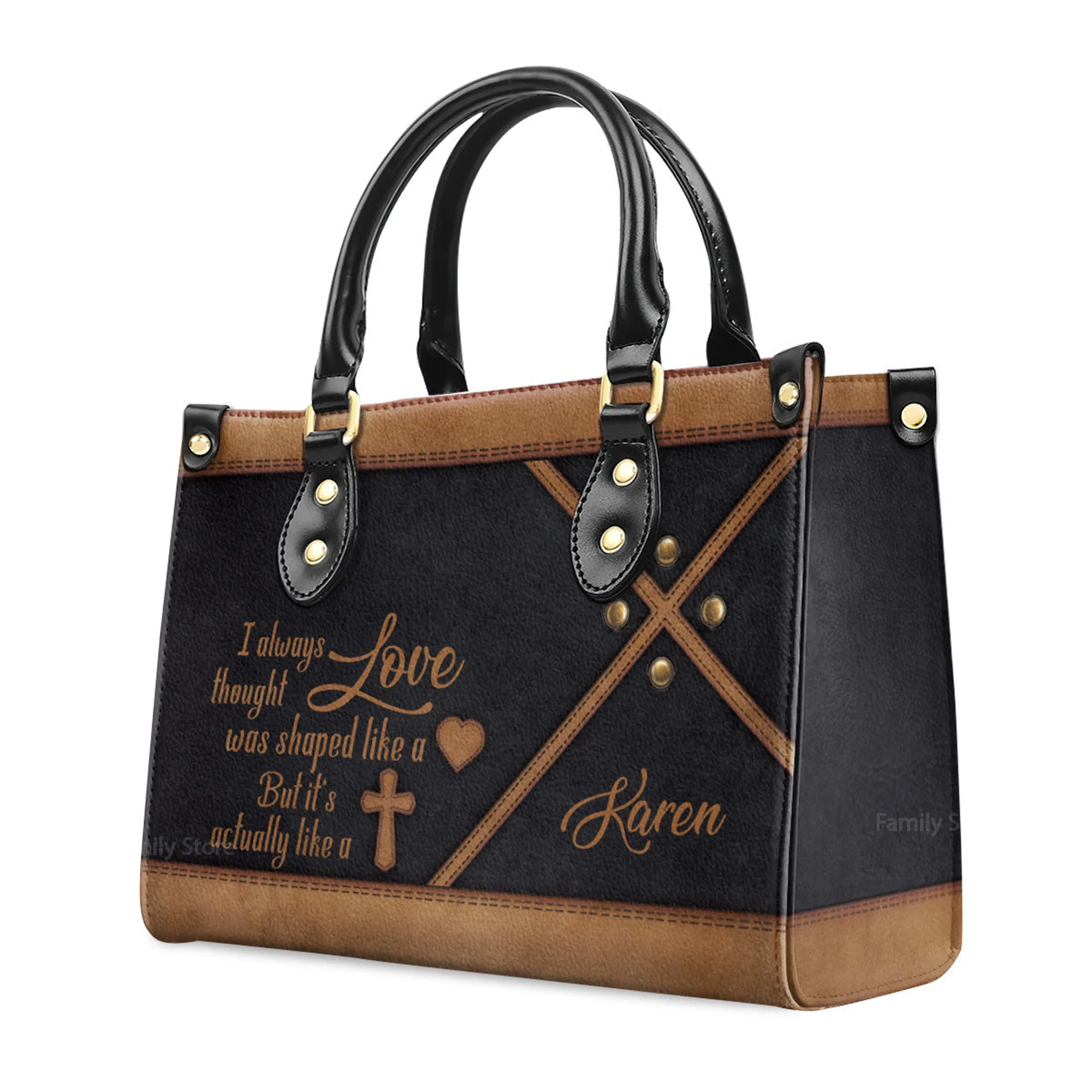 Shape Of Love - Beautiful Personalized Leather Handbag - AT4081412 - Image 3