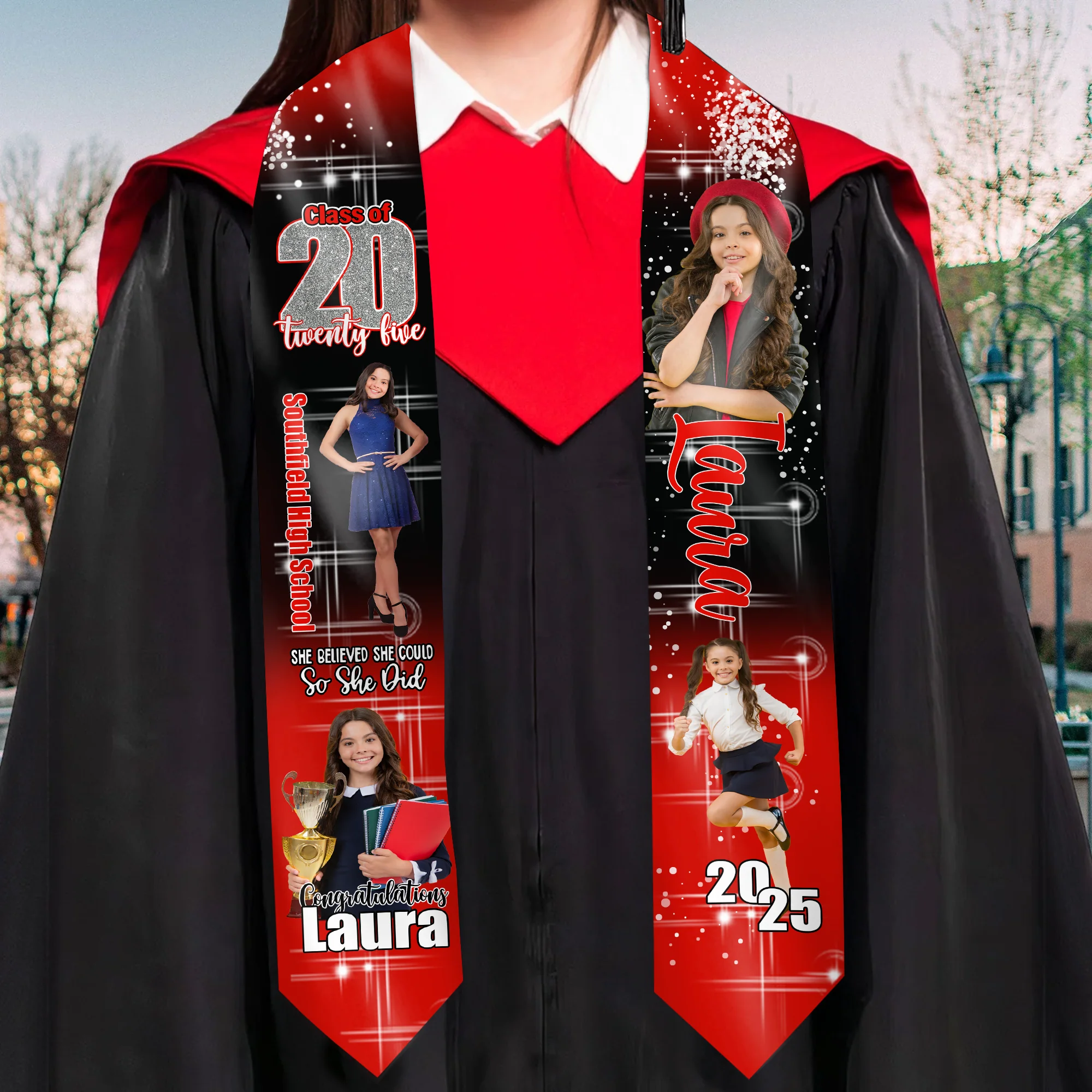 She Believed She Could So She Did - Personalized Graduation Stoles - Graduation Gift, Senior Gift | Custom Photo NH96