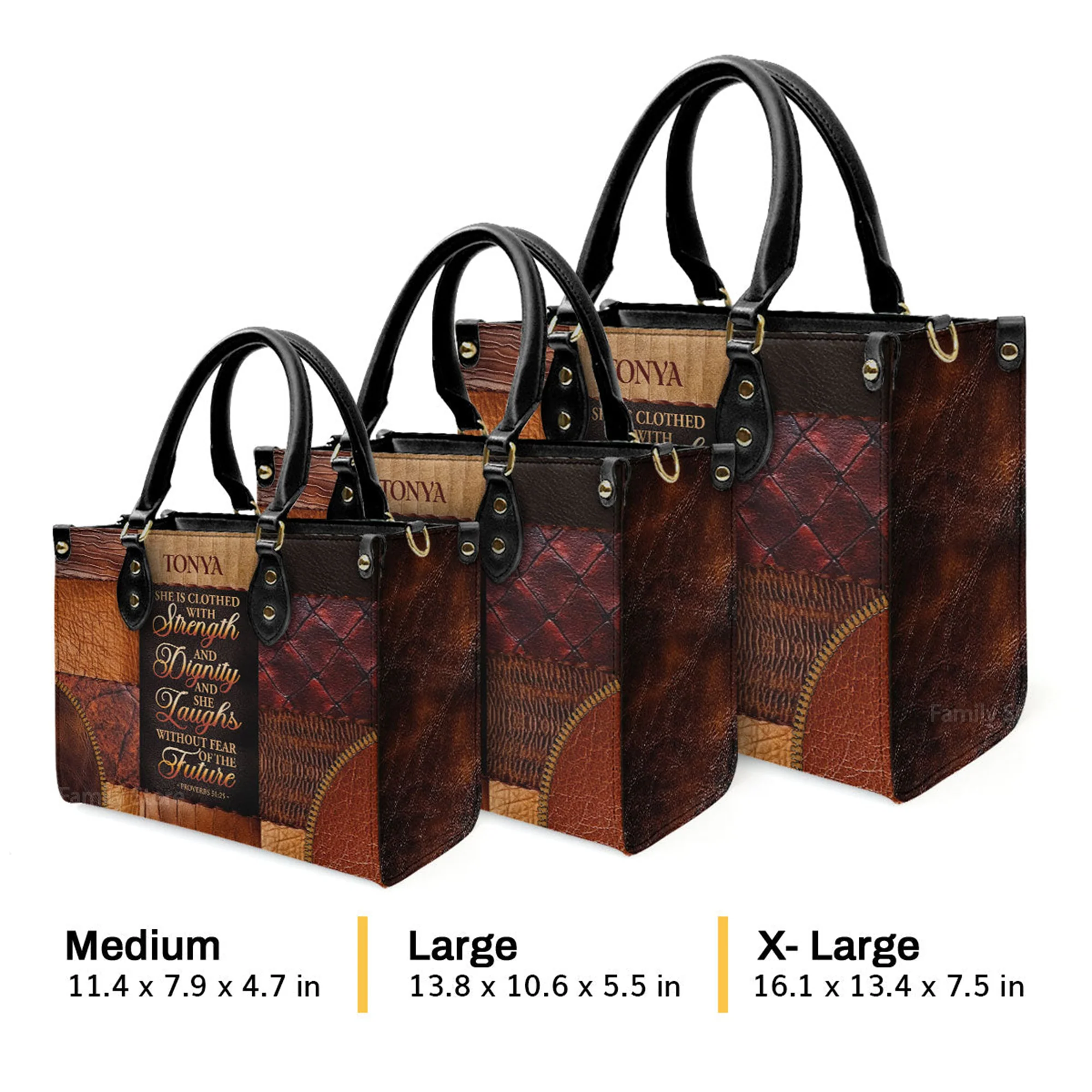 She Is Clothed With Strength And Dignity And She Laughs Without Fear Of The Future - Unique Personalized Leather Handbag - AT4081231 - Image 4