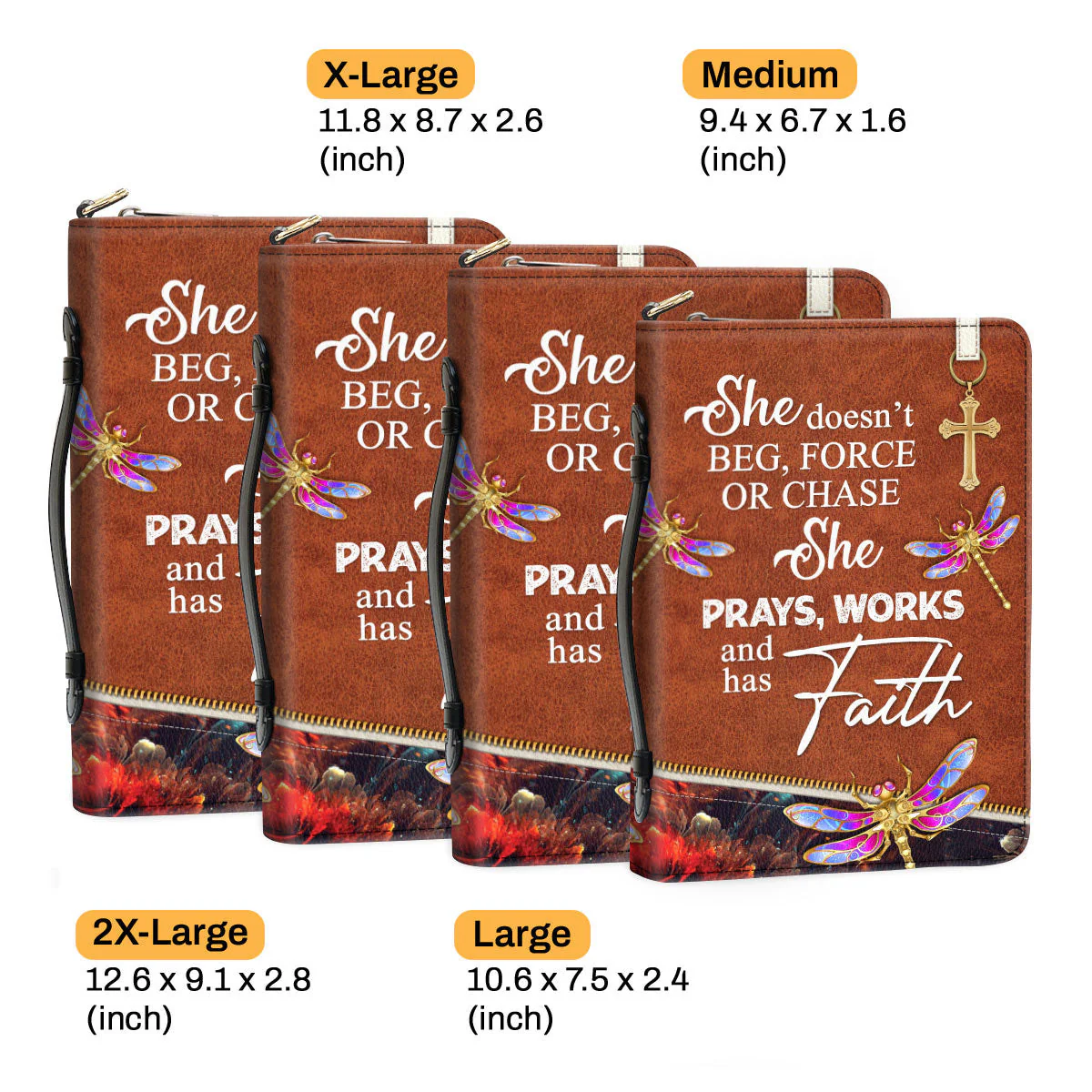 She Prays, Works, And Has Faith Pretty Dragonfly - Unique Personalized Bible Covers - AT4081413 - Image 3