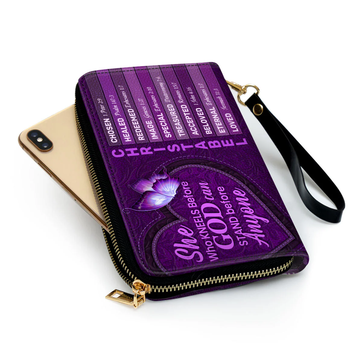 She Who Kneels Before God Can Stand Before Anyone - Personalized Clutch Purse TD118 - Image 3