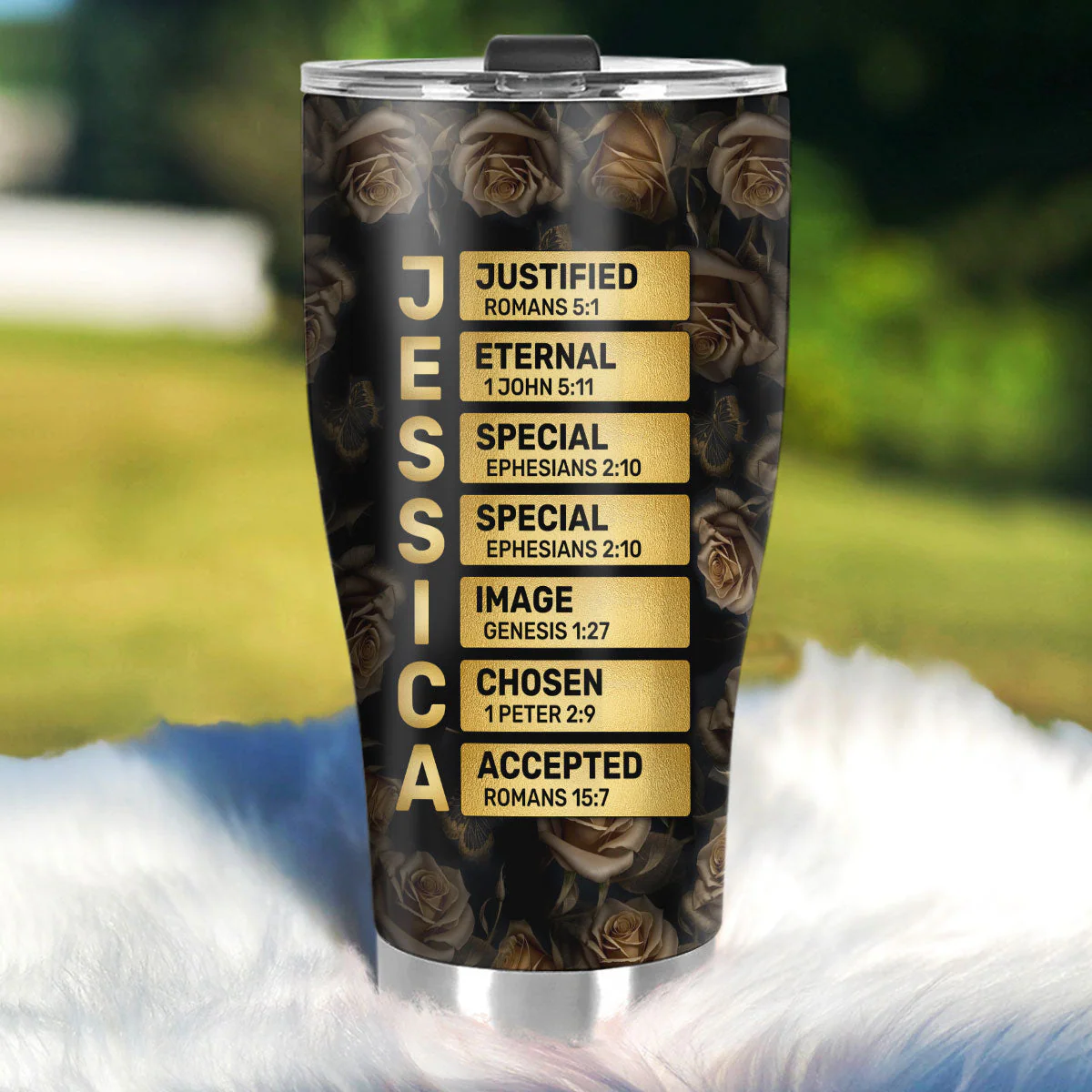 She Who Kneels Before God Can Stand Before Anyone - Personalized Stainless Steel Tumbler - Image 2