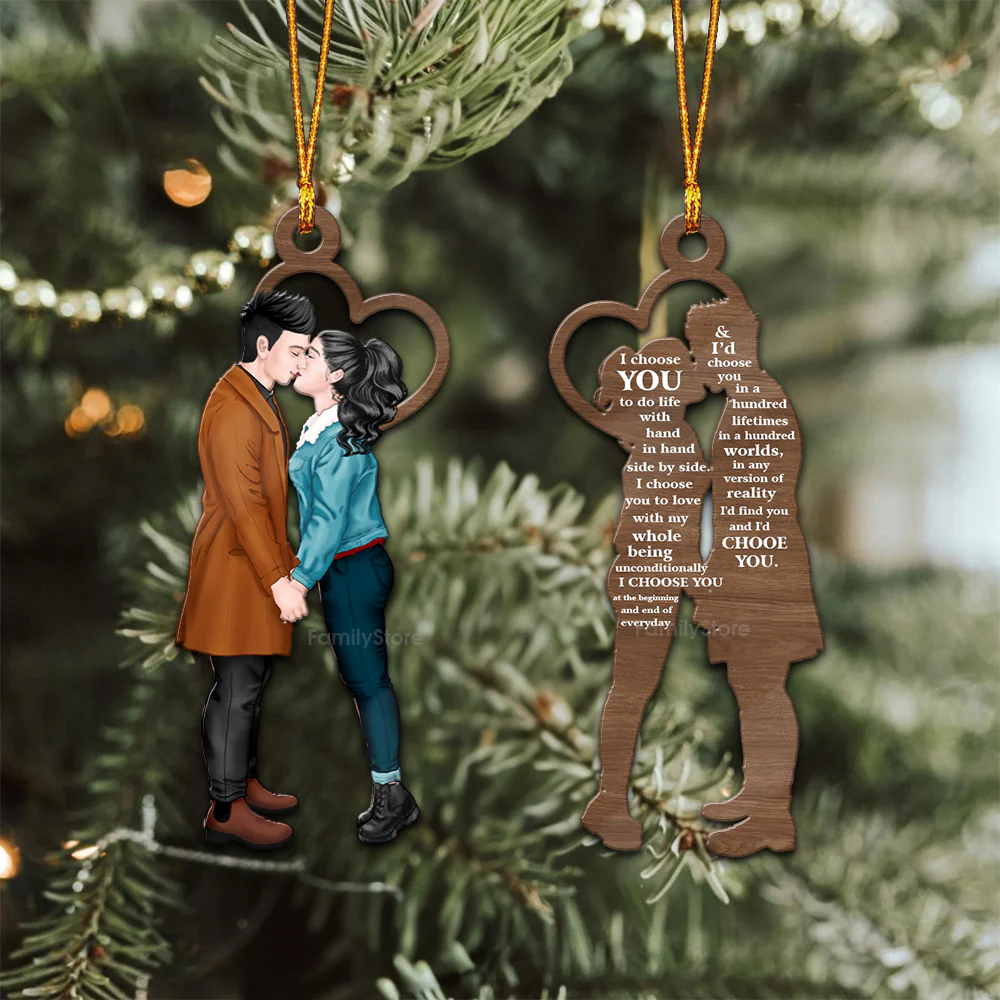 Side View I Choose You - Gift for Couples - Personalized Wood Ornament - CL30 NH96 - Image 2