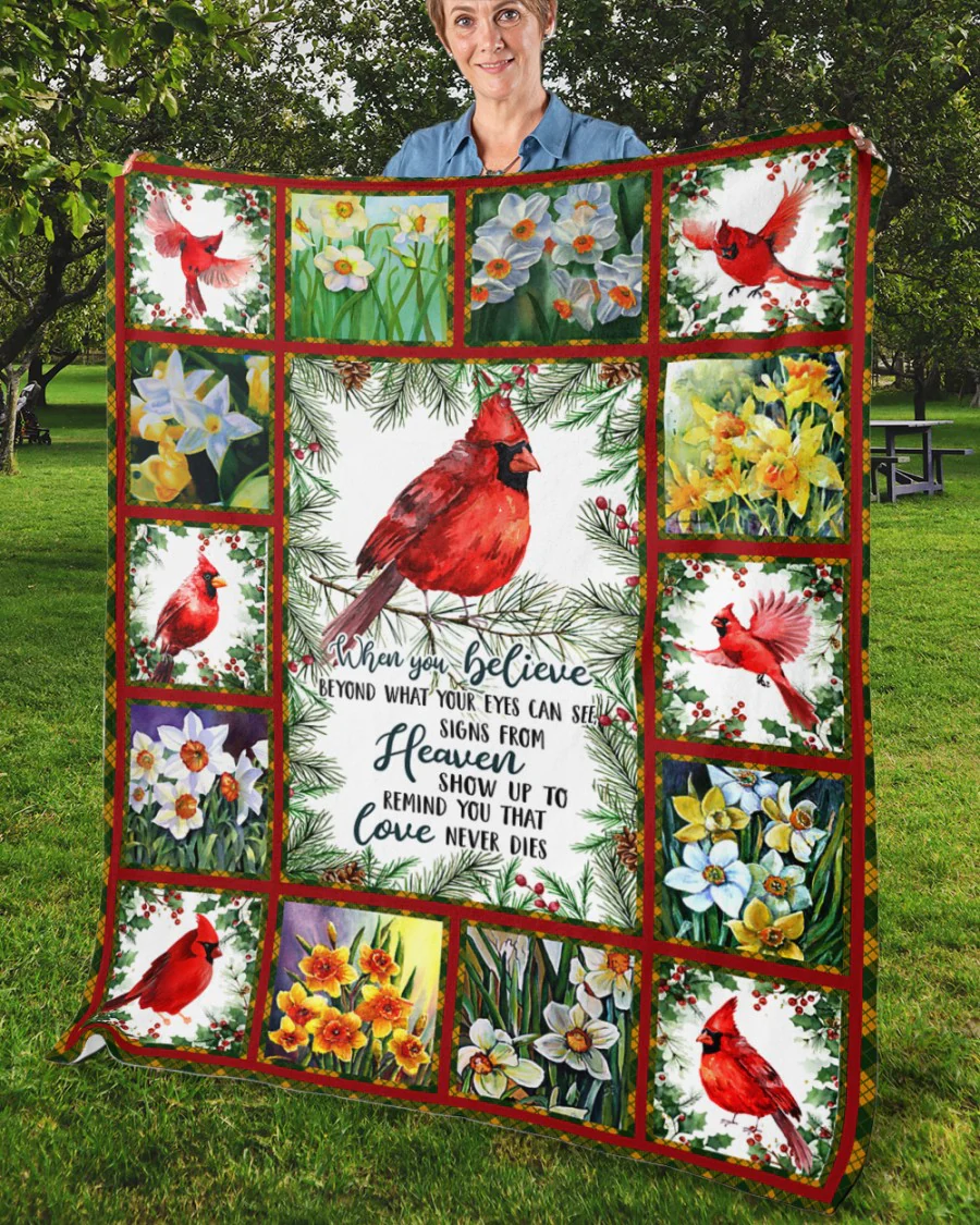Signs From Heaven Show Up To Remind You That Love Never Dies - Cardinal Blanket - Christmas Gift For Family, Memorial Human HH01 - Image 4