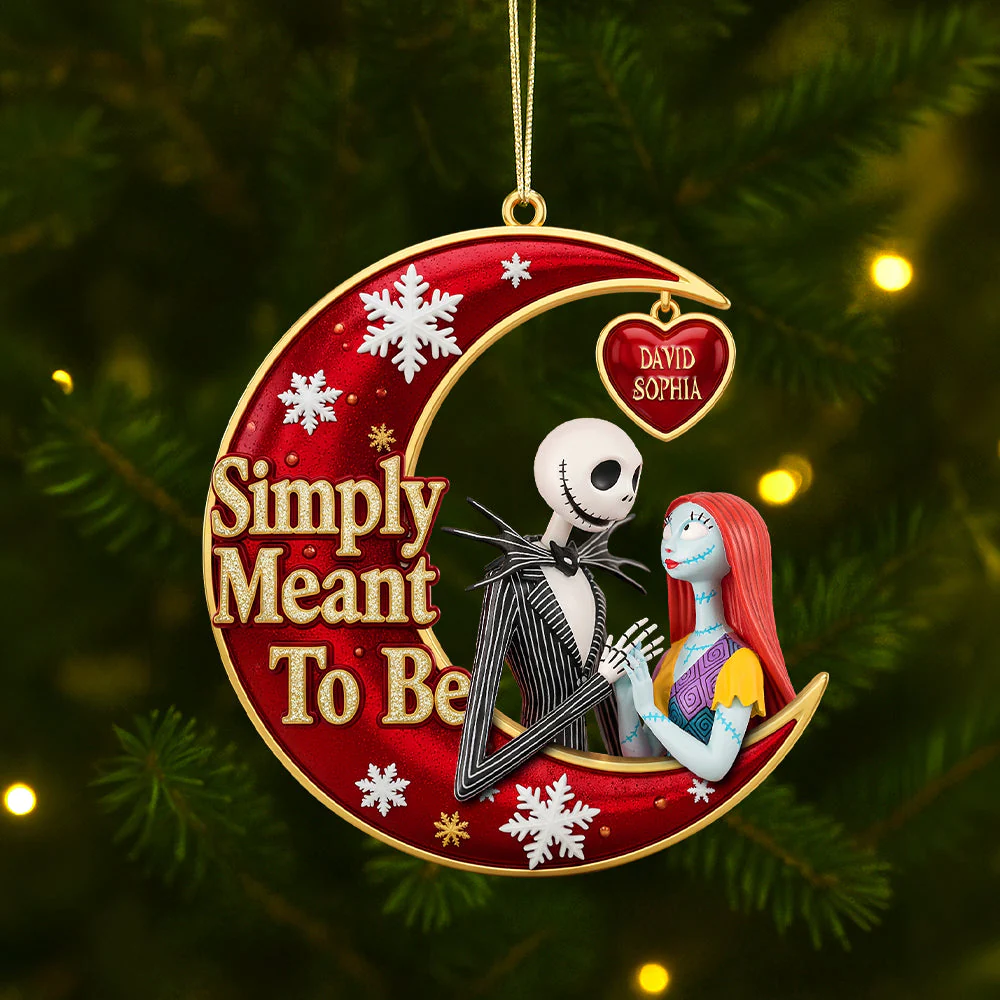 Simply Meant To Be Spooky Nightmare Couple - Personalized Acrylic Ornament - Gift For Couples NL122 - Image 2