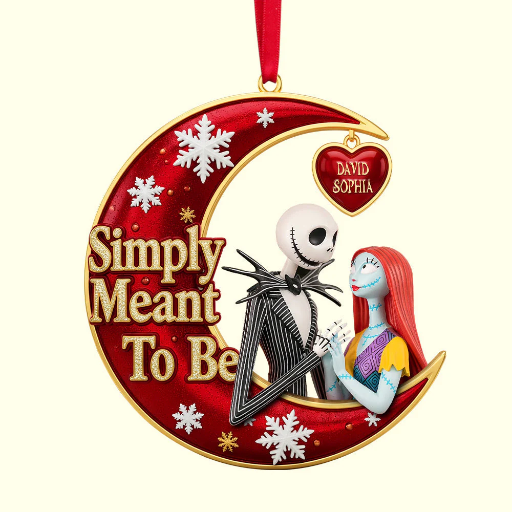 Simply Meant To Be Spooky Nightmare Couple - Personalized Acrylic Ornament - Gift For Couples NL122 - Image 3
