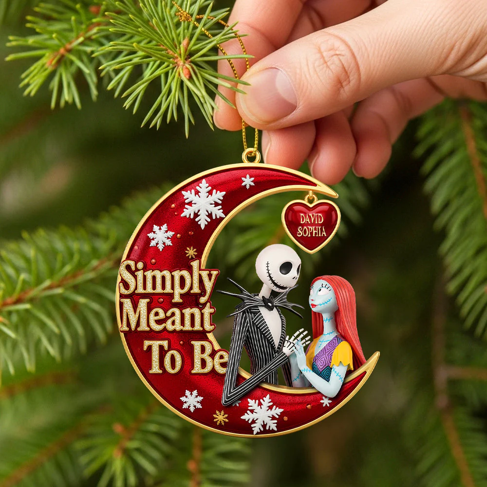 Simply Meant To Be Spooky Nightmare Couple - Personalized Acrylic Ornament - Gift For Couples NL122 - Image 4