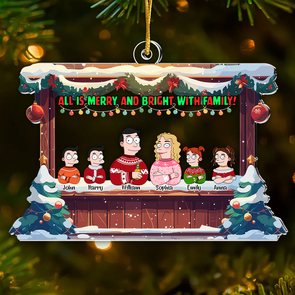 Simpson All Is Merry And Bright With Family - Personalized Acrylic Ornament - Christmas Gift For Family | CL58 NL122 - Image 2