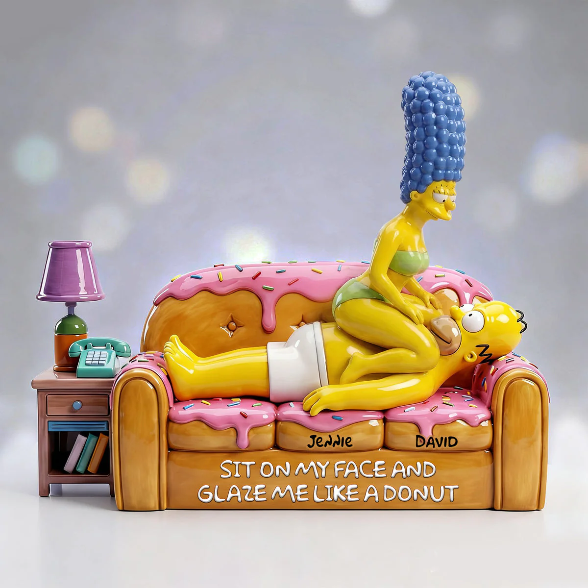 Simpson Couple On Donut Couch - Personalized Custom Shaped Acrylic Plaque - Gift For Couples NL122 - Image 5