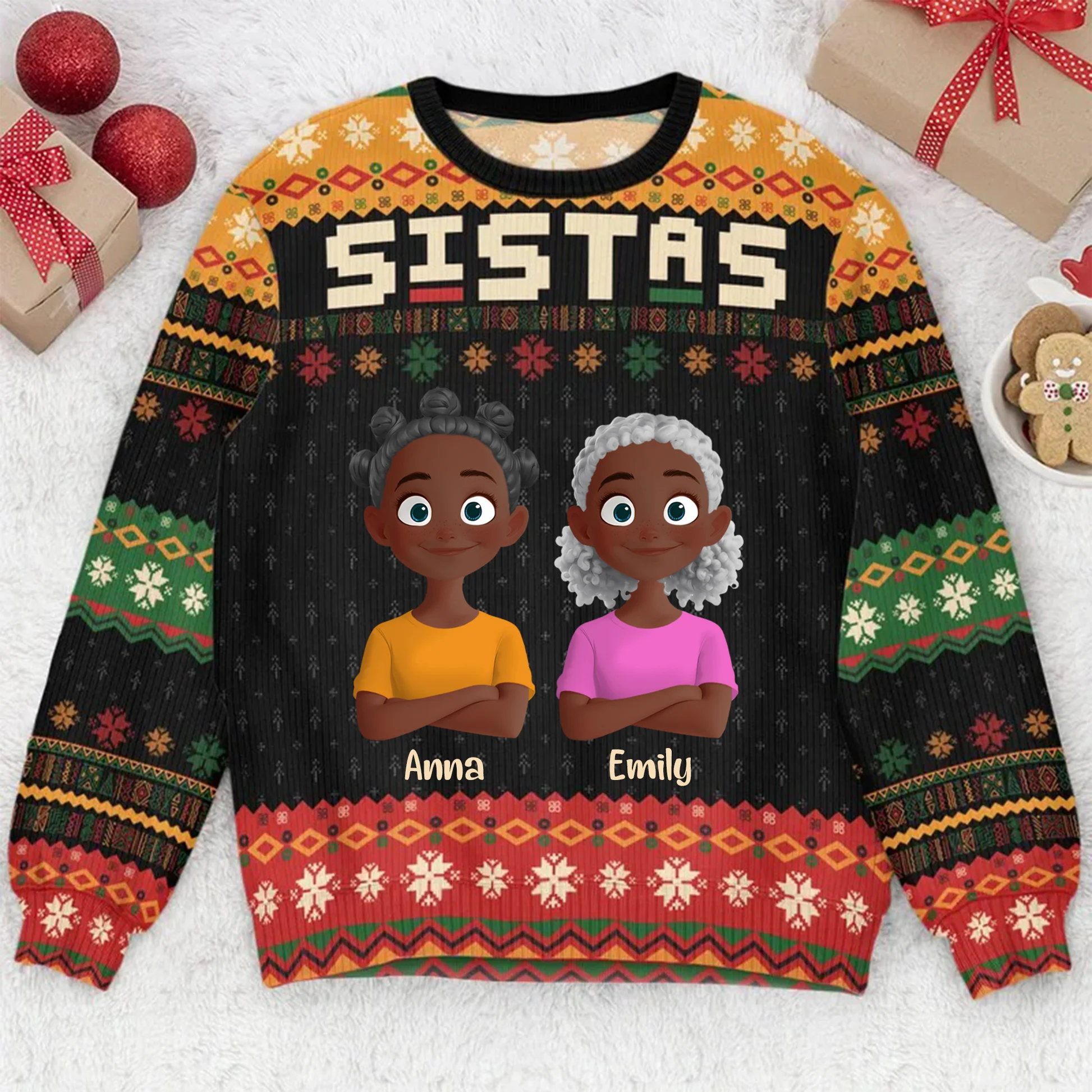 Sistas Christmas - Personalized Ugly Sweater - Christmas Gift For Besties | GR29 HD95 - Image 2