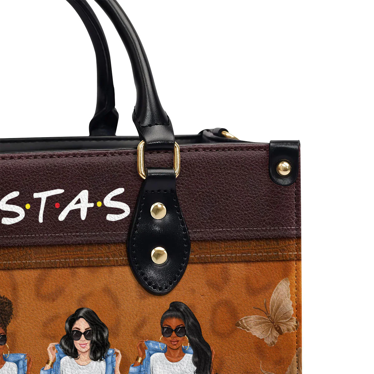 SISTAS Partners in Crime Tote - Personalized Leather Handbag - Gift For Black Women, Best Friends | GR3 HD95 - Image 5
