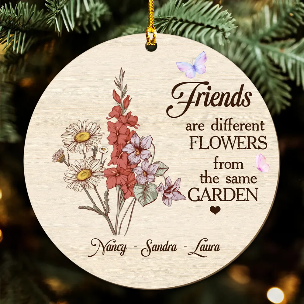 Sisters Are Different Flowers - Personalized Wood Ornament- Gift For Sisters, Besties, Friends - NA94 - Image 2