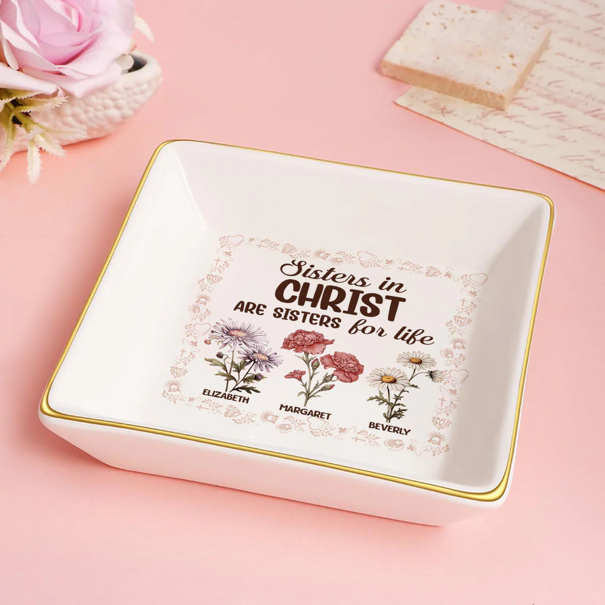 Sisters In Christ Are Sister For Life - Personalized Jewelry Dish - Gift For Bestie, Sister NH96 - Image 2