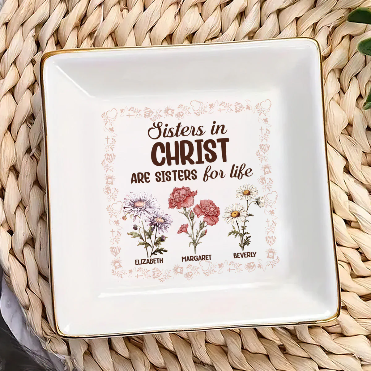Sisters In Christ Are Sister For Life - Personalized Jewelry Dish - Gift For Bestie, Sister NH96 - Image 5