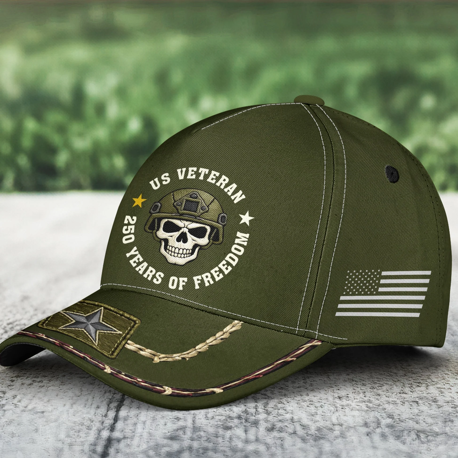Skull Us Veteran 250 Years Of Freedom - Personalized Classic Cap - Gift For Patriotic, Veteran | HN02 - Image 2