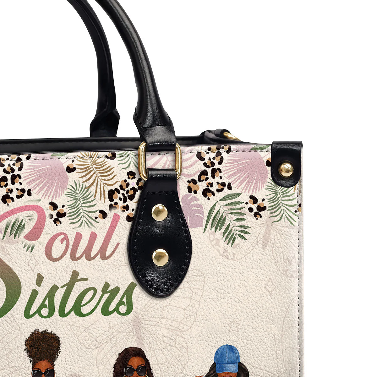 Soul Sisters Denim Style - Personalized African Leather Handbag - Gift For Best Friends, Sisters | GR3 HD95 - Image 6