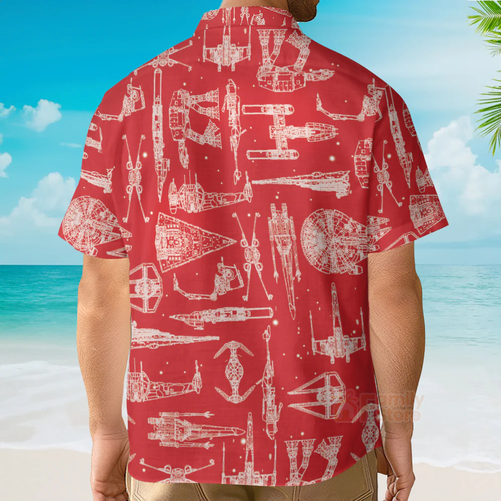Space Ships Stwa Red - Hawaiian Shirt For Men, Women, Kids - Image 4