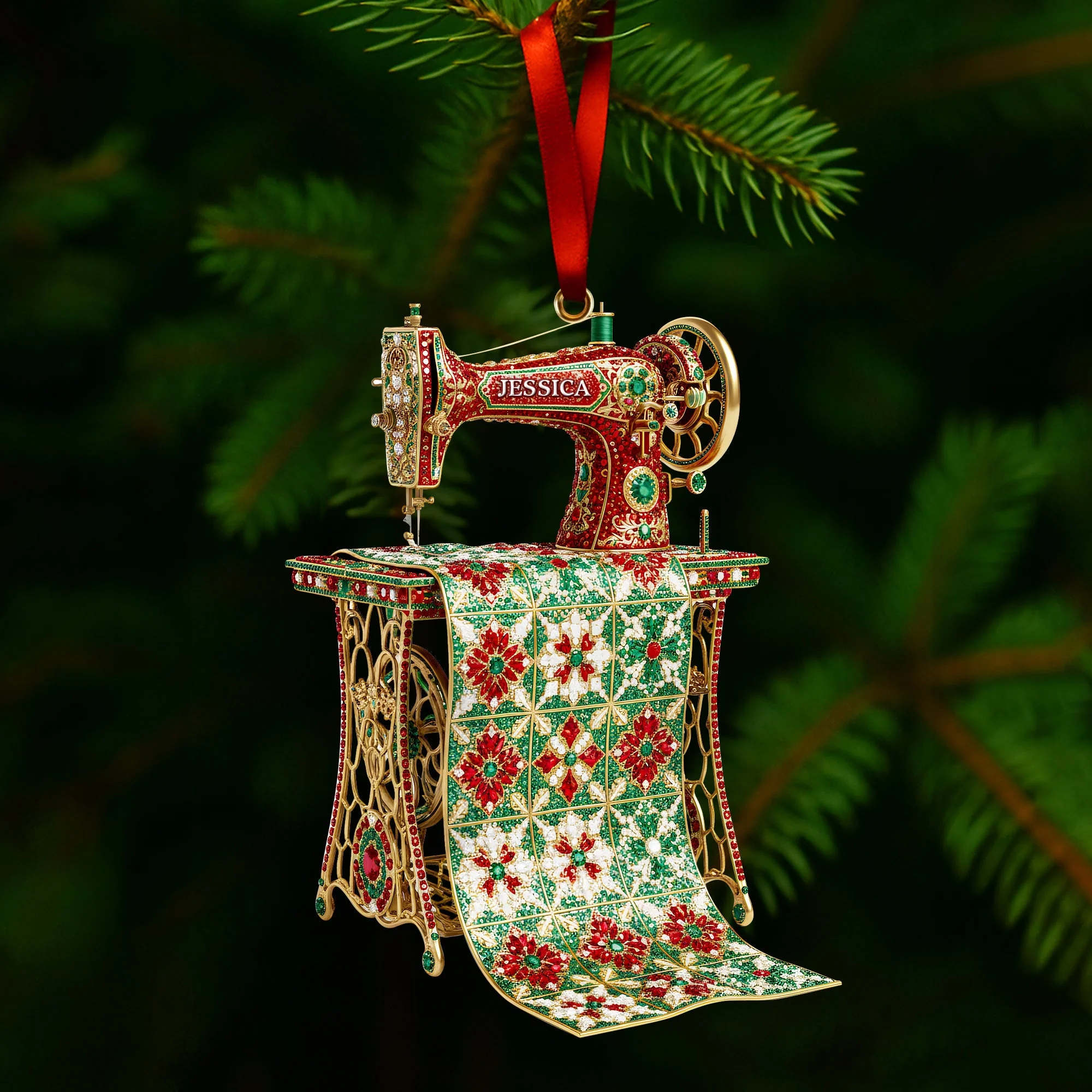 Sparkle Sewing Machine - Personalized Acrylic Ornament - Christmas Gift For Sewing Lovers, Gift For Mom, Grandma NA94 - Image 2