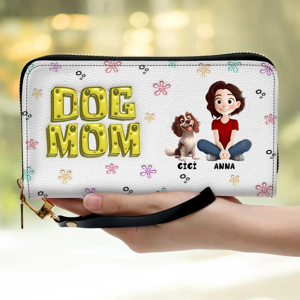 Sponge Dog Mom - Personalized Long Leather Wallet - Gift for Pet Owners, Fur Lovers | CLP15.v3 HH01 - Image 2