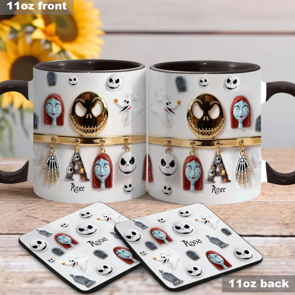 Spooky Charater With Name Letter - Personalized Accent Mug - Gift For Movie Fans NL122 - Image 3