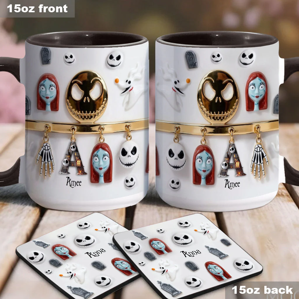 Spooky Charater With Name Letter - Personalized Accent Mug - Gift For Movie Fans NL122 - Image 4