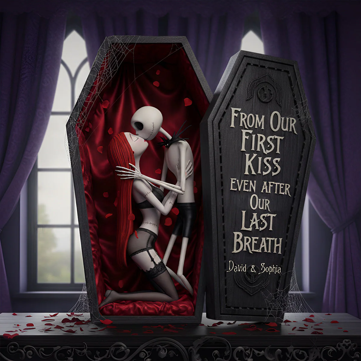 Spooky Couple From Our First Kiss Till Our Last Breath - Personalized Custom Shape Acrylic Plaque - Gift For Horror Lovers, Couples NL122