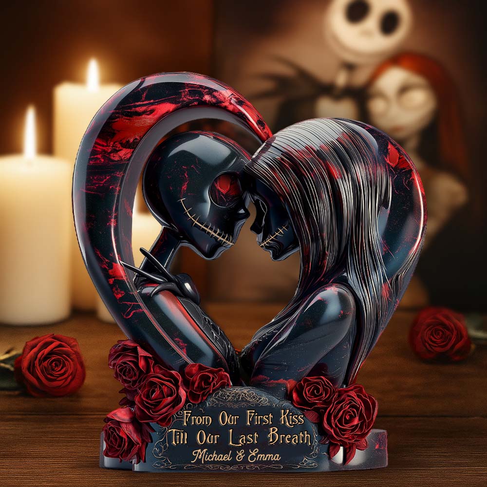 Spooky Couple From Our First Kiss Till Our Last Breath - Personalized Custom Shaped Acrylic Plaque - Gift For Couples NL122