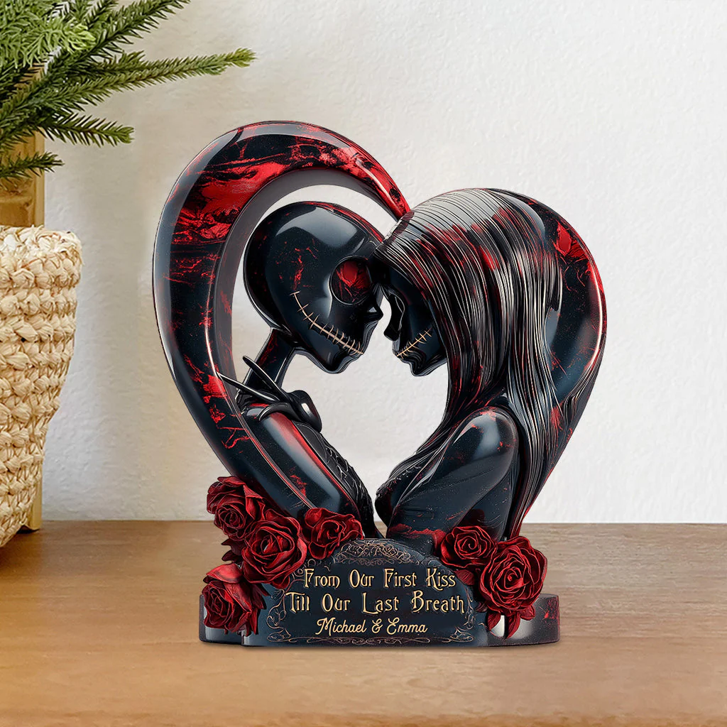 Spooky Couple From Our First Kiss Till Our Last Breath - Personalized Custom Shaped Acrylic Plaque - Gift For Couples NL122 - Image 3