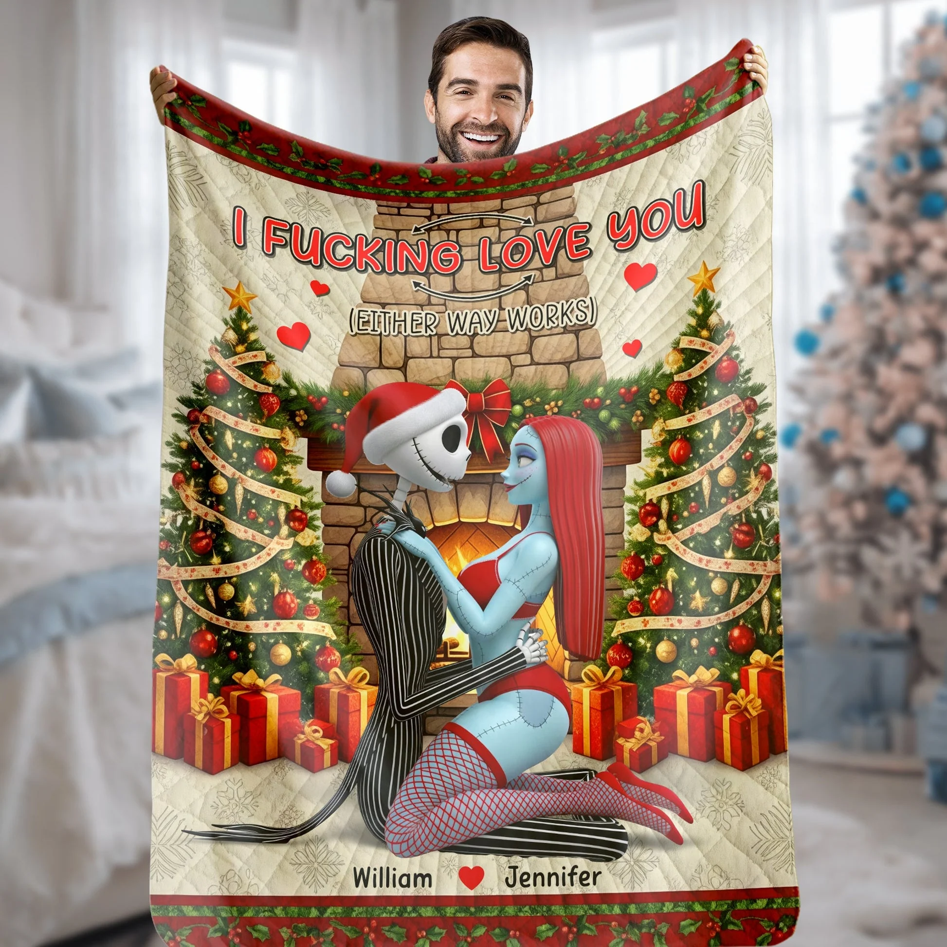 Spooky Couple I F*cking Love You Either Way Works - Personalized Blanket - Gift For Couples NL122