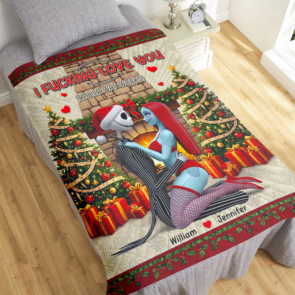Spooky Couple I F*cking Love You Either Way Works - Personalized Blanket - Gift For Couples NL122 - Image 2