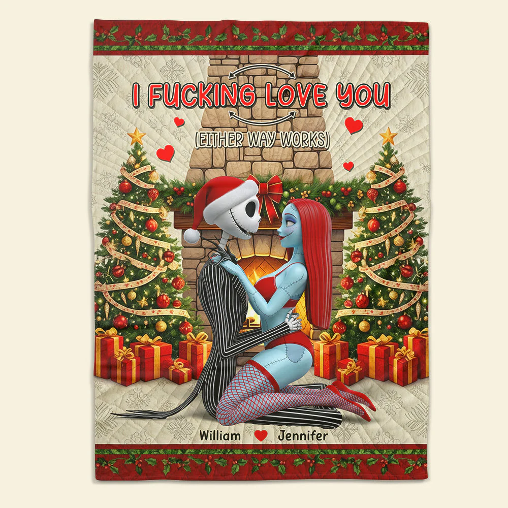 Spooky Couple I F*cking Love You Either Way Works - Personalized Blanket - Gift For Couples NL122 - Image 3