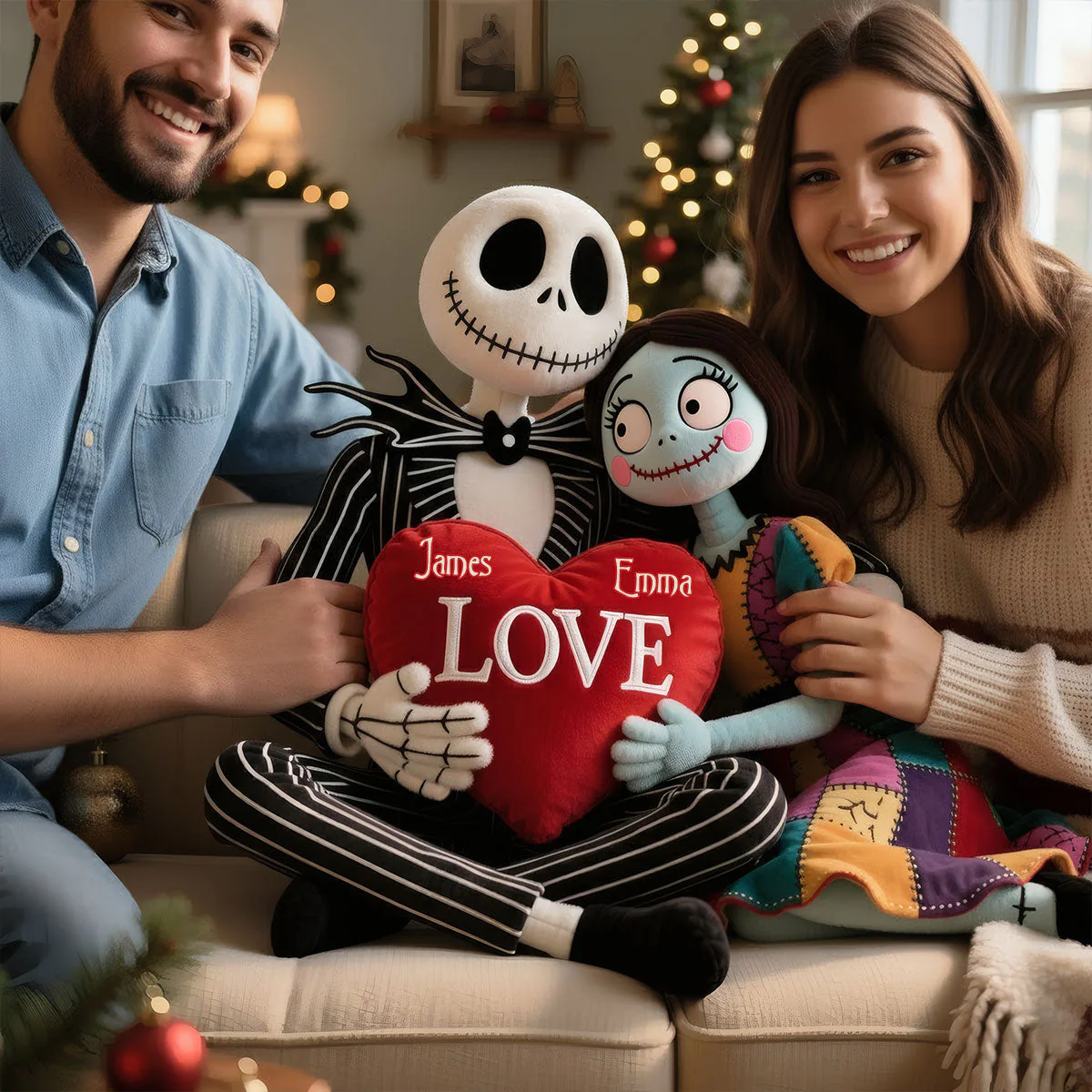 Spooky Couple Love You To Death Part - Personalized Custom Shape Pillow - Christmas Gift For Couples NL122