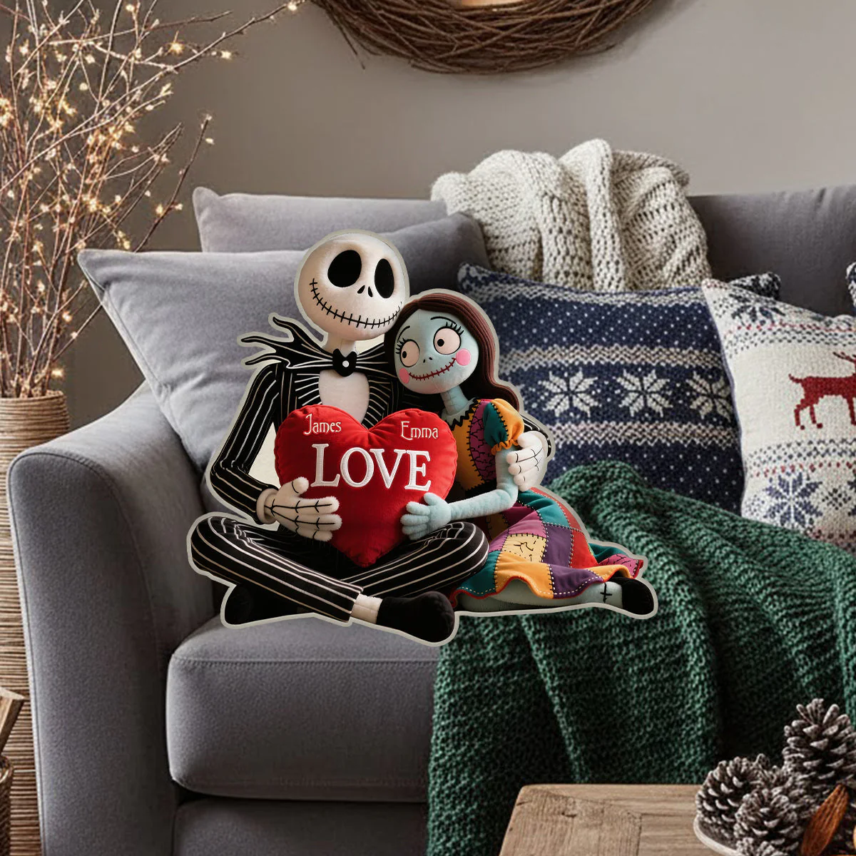 Spooky Couple Love You To Death Part - Personalized Custom Shape Pillow - Christmas Gift For Couples NL122 - Image 4